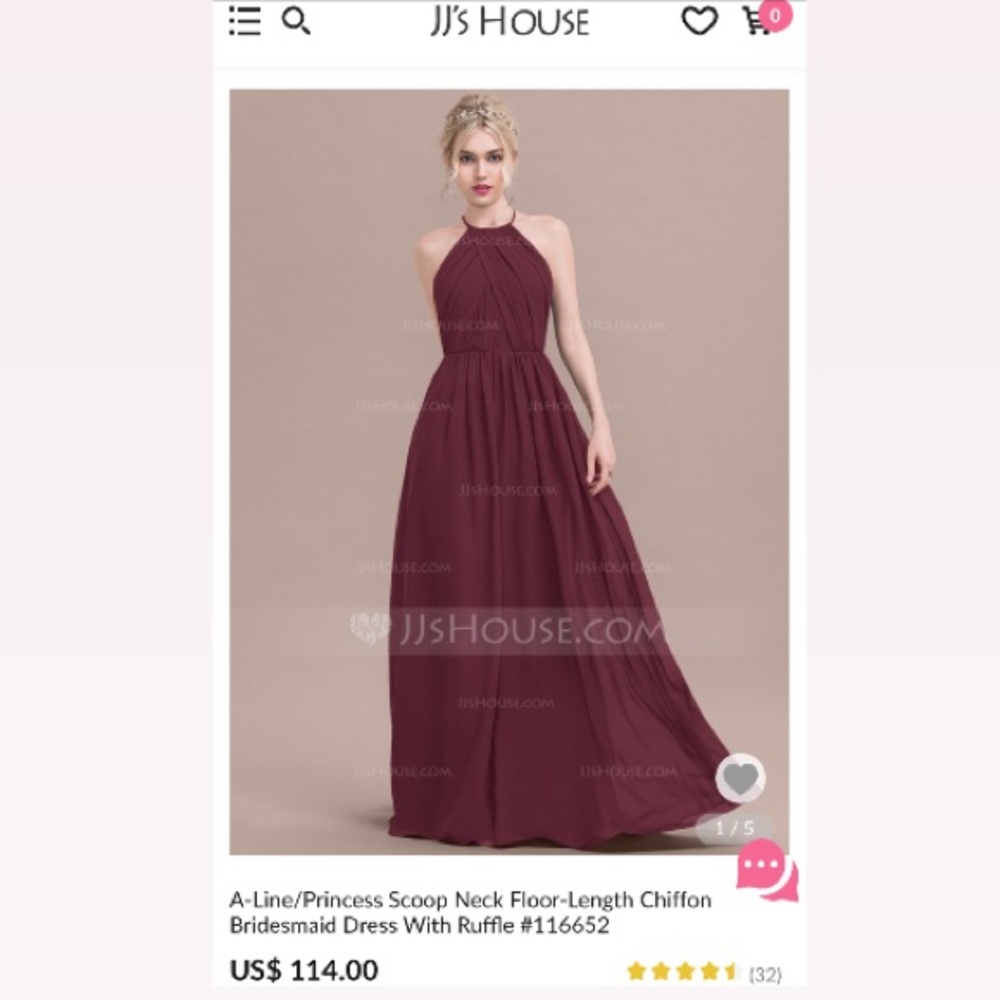 JJ’s House Claret Bridesmaid’s Dress Size 8 NWT